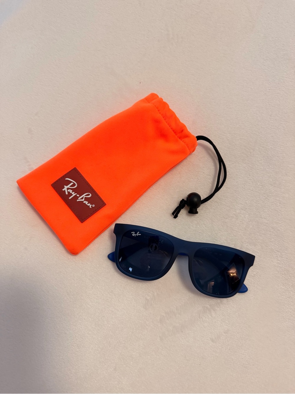 Ray-Ban Kids Navy Blue Sunglasses with Bright Orange Pouch